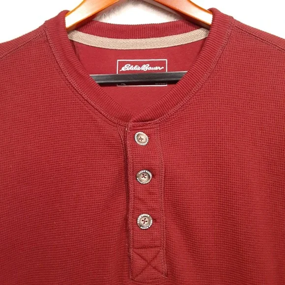 Eddie Bauer Outdoor Mens Henley Thermal Sweat Shirt Sz.Large/Burgundy/NWOT!! - Picture 2 of 10